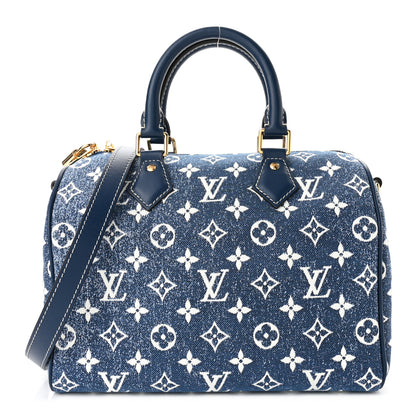Louis Vuitton Monogram Jacquard Denim Speedy Bandouliere 25 Bleu 1 of 9