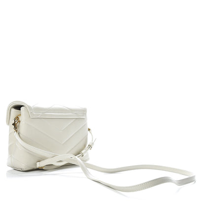 Saint Laurent Calfskin Y Quilted Monogram Toy Loulou Crossbody Bag Blanc Vintage 3 of 10