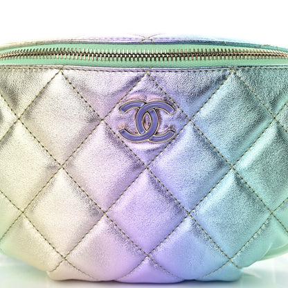 Chanel Gradient Metallic Lambskin Quilted Walking Mood Waist Bag Fanny Pack Pink Purple Green 8 of 10