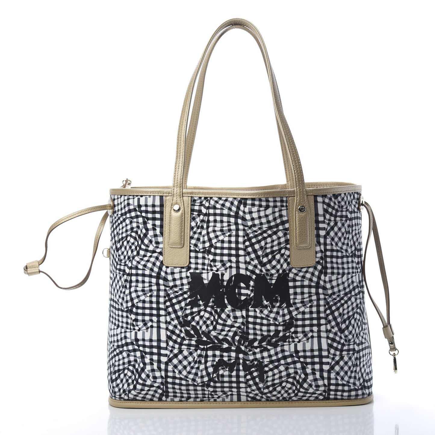 Metallic Visetos Medium Liz Reversible Shopper Tote Gold