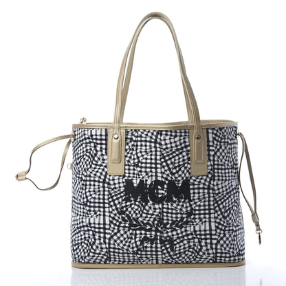 MCM Metallic Visetos Medium Liz Reversible Shopper Tote Gold 3 of 14