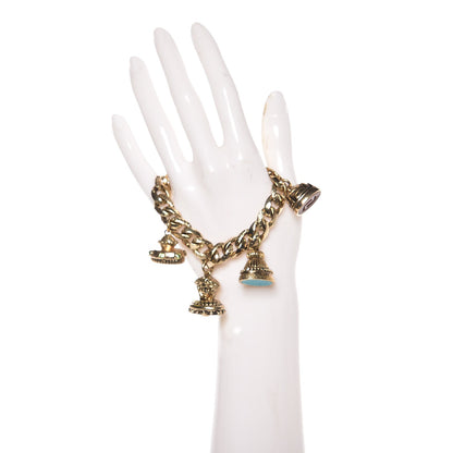 Versace Enamel Crystal Medusa Chain Charm Bracelet Gold Multi 2 of 3