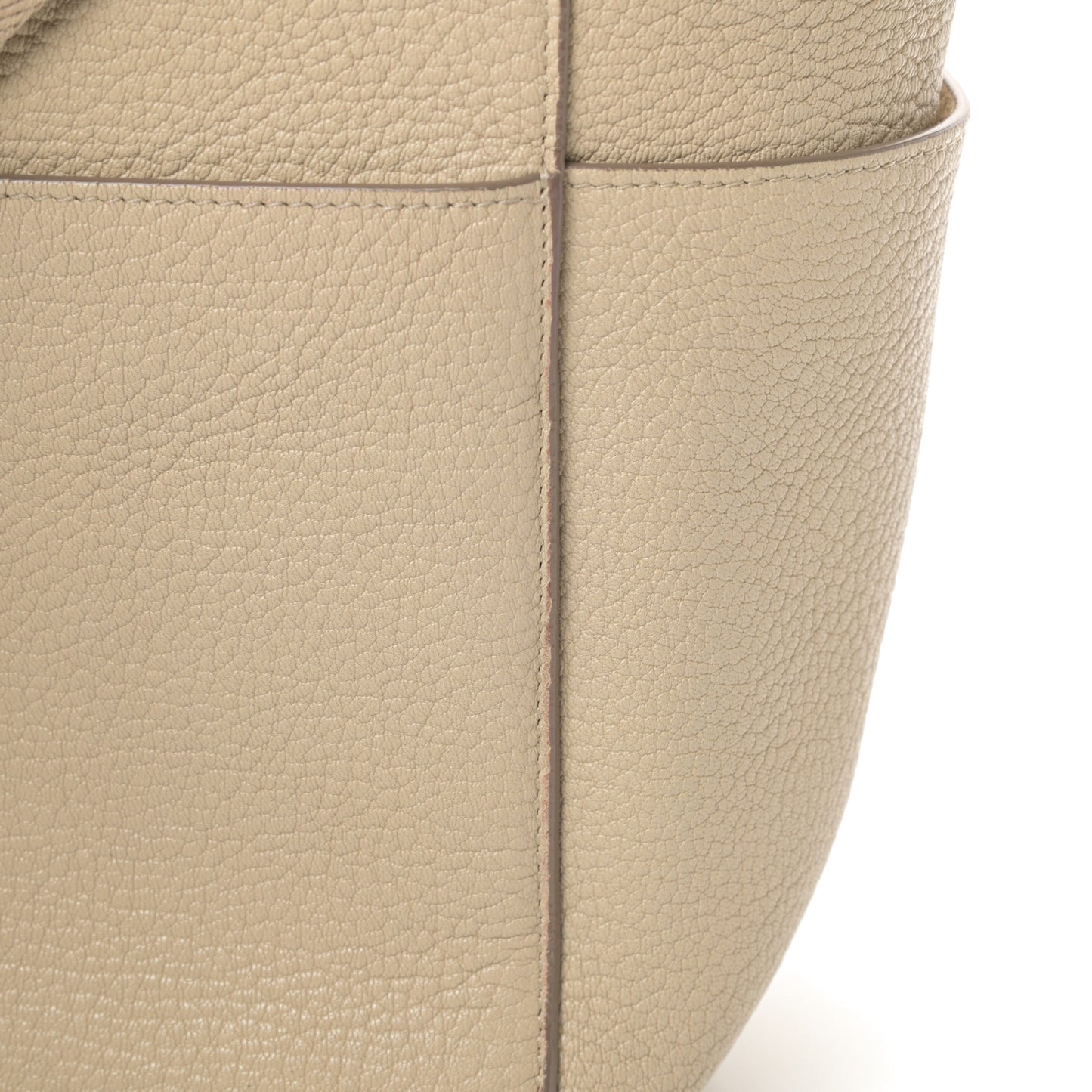 Soft Grained Calfskin Sangle Bucket Bag Dune