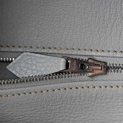 Hermes Taurillon Clemence Lizard Club Birkin 35 Gris Perle White Mykonos 33 of 39