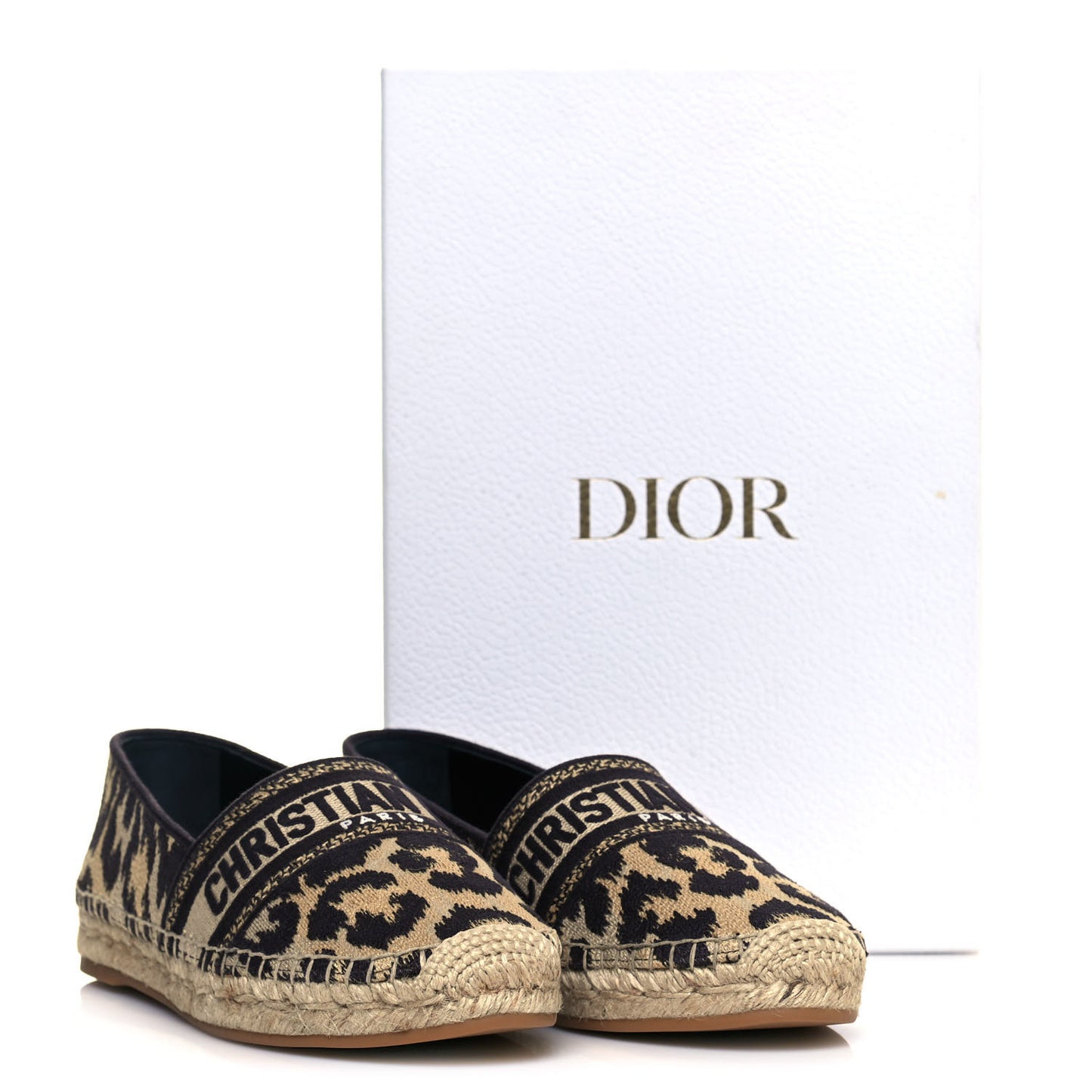 Cotton Embroidered Leopard Print Granville Espadrille 39.5 Natural