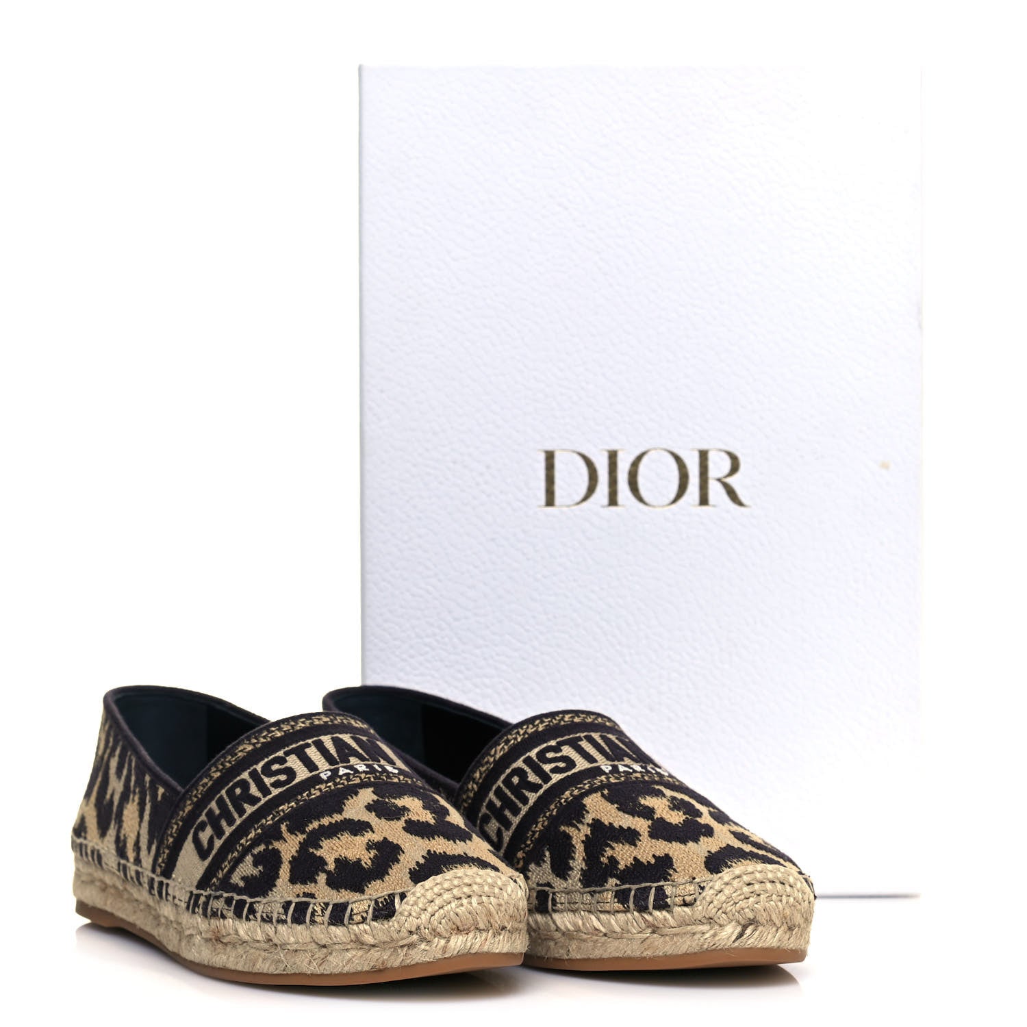 Christian Dior Cotton Embroidered Leopard Print Granville Espadrille 39.5 Natural 9 of 9
