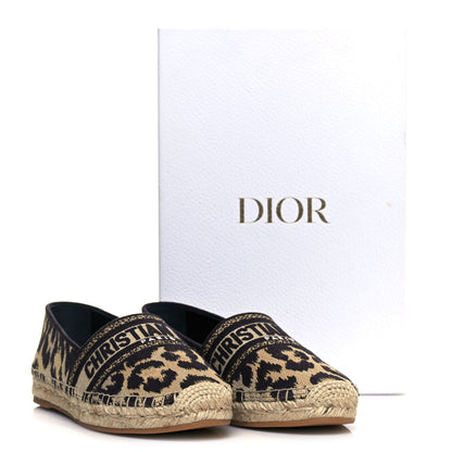 Christian Dior Cotton Embroidered Leopard Print Granville Espadrille 39.5 Natural 9 of 9