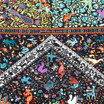 Hermes Cashmere Silk Jardins De Soie Shawl 140 Black Vert Multicolor 2 of 6