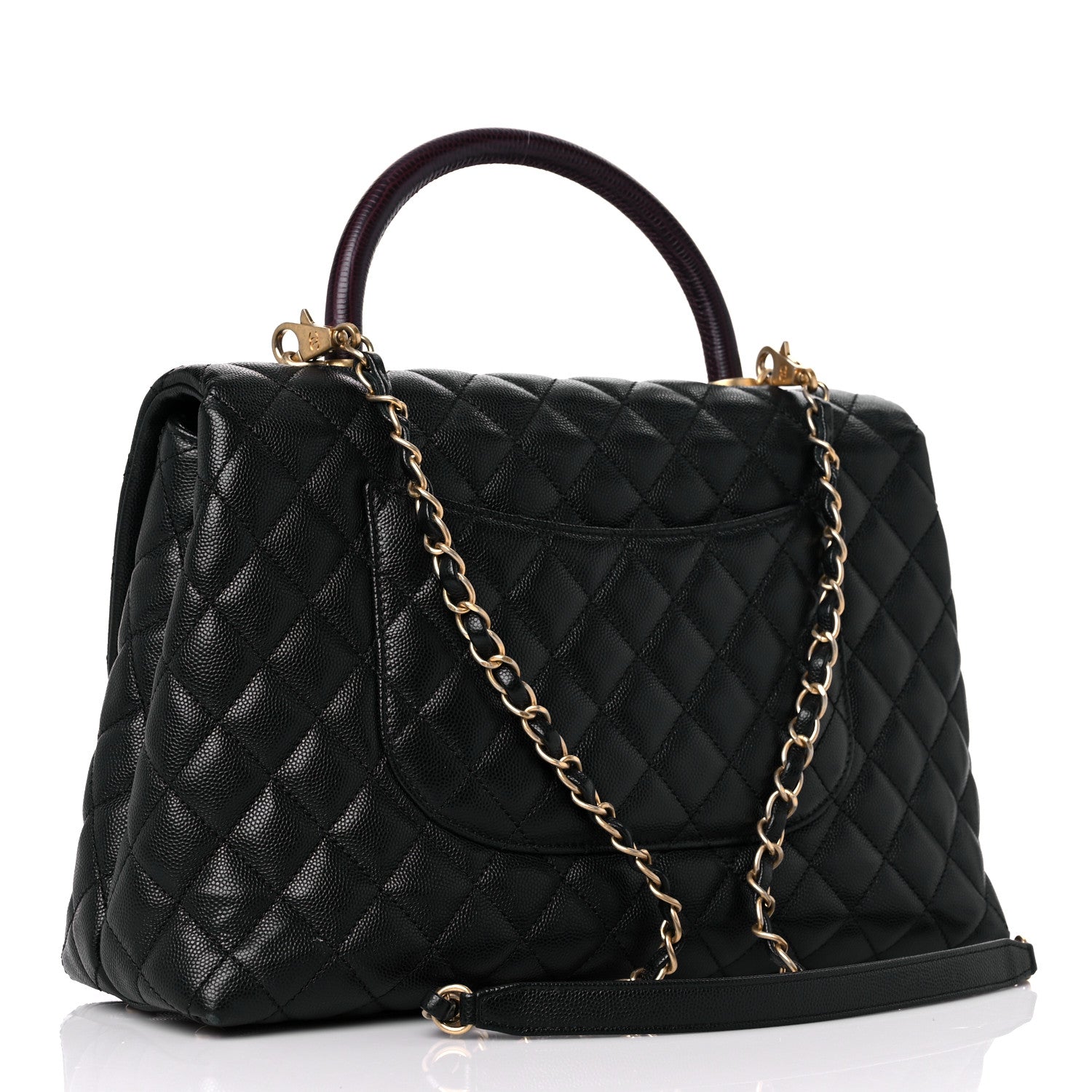 Chanel Caviar Lizard Quilted Medium Coco Handle Flap Black 3 of 16
