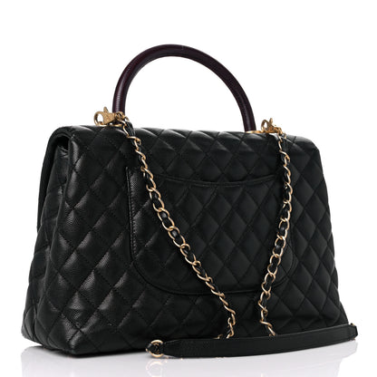 Chanel Caviar Lizard Quilted Medium Coco Handle Flap Black 3 of 16