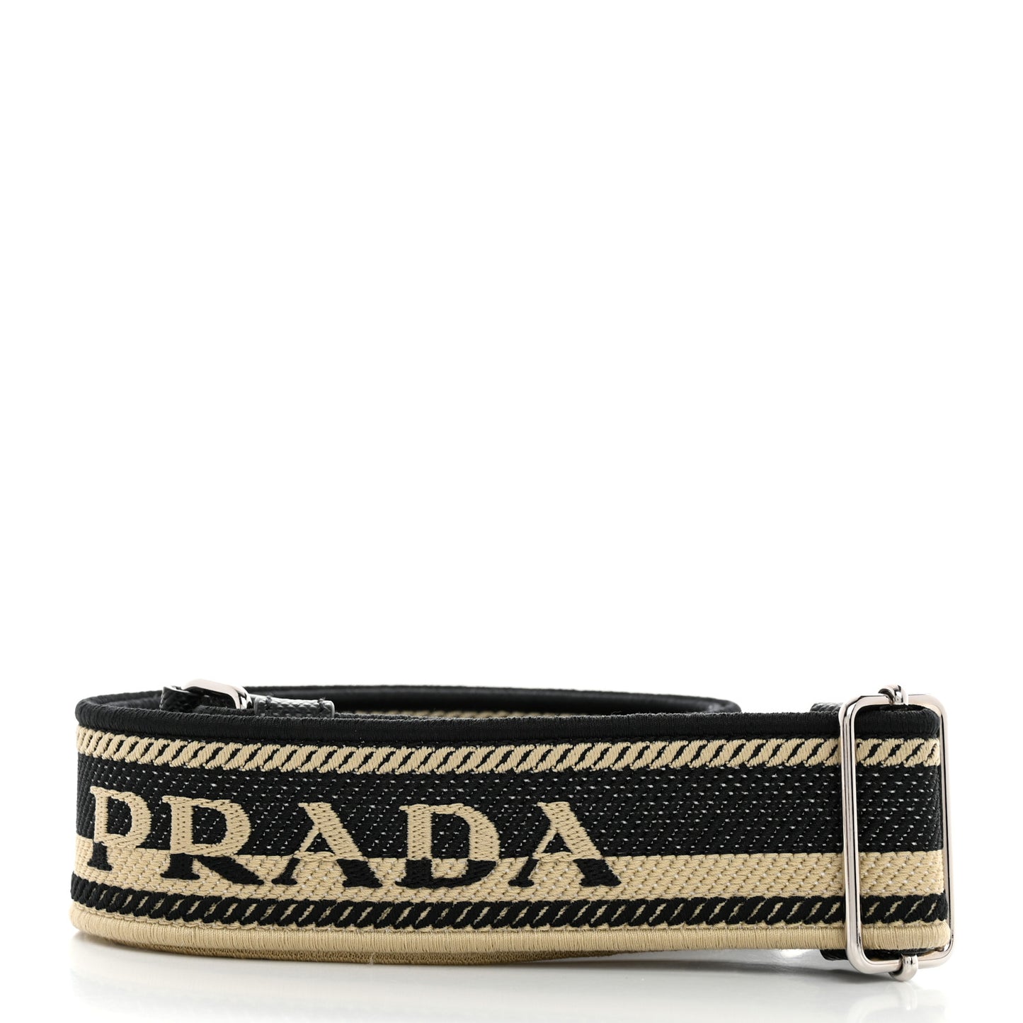 Canvas Calfskin Logo Shoulder Strap Black Beige