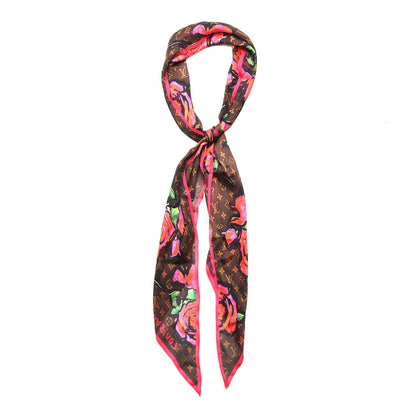 Louis Vuitton Silk Monogram Roses Scarf Marron 1 of 4