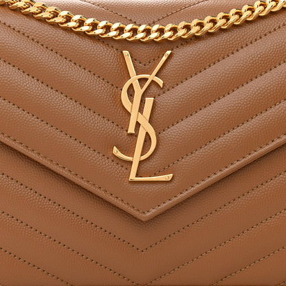 Saint Laurent Grain De Poudre Matelasse Chevron Monogram Chain Wallet Dark Natural 7 of 10