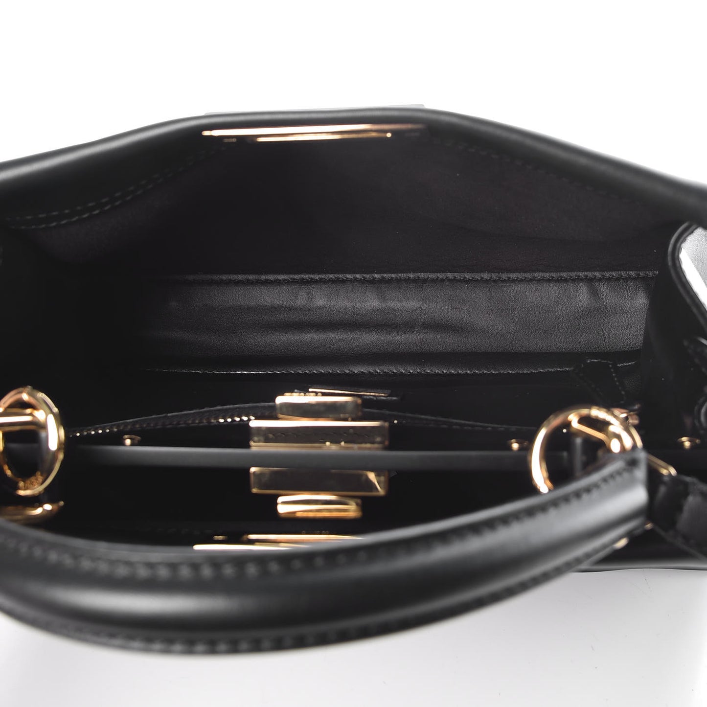 Vitello Seta Shiny Nappa Medium Peekaboo Iconic Satchel Black