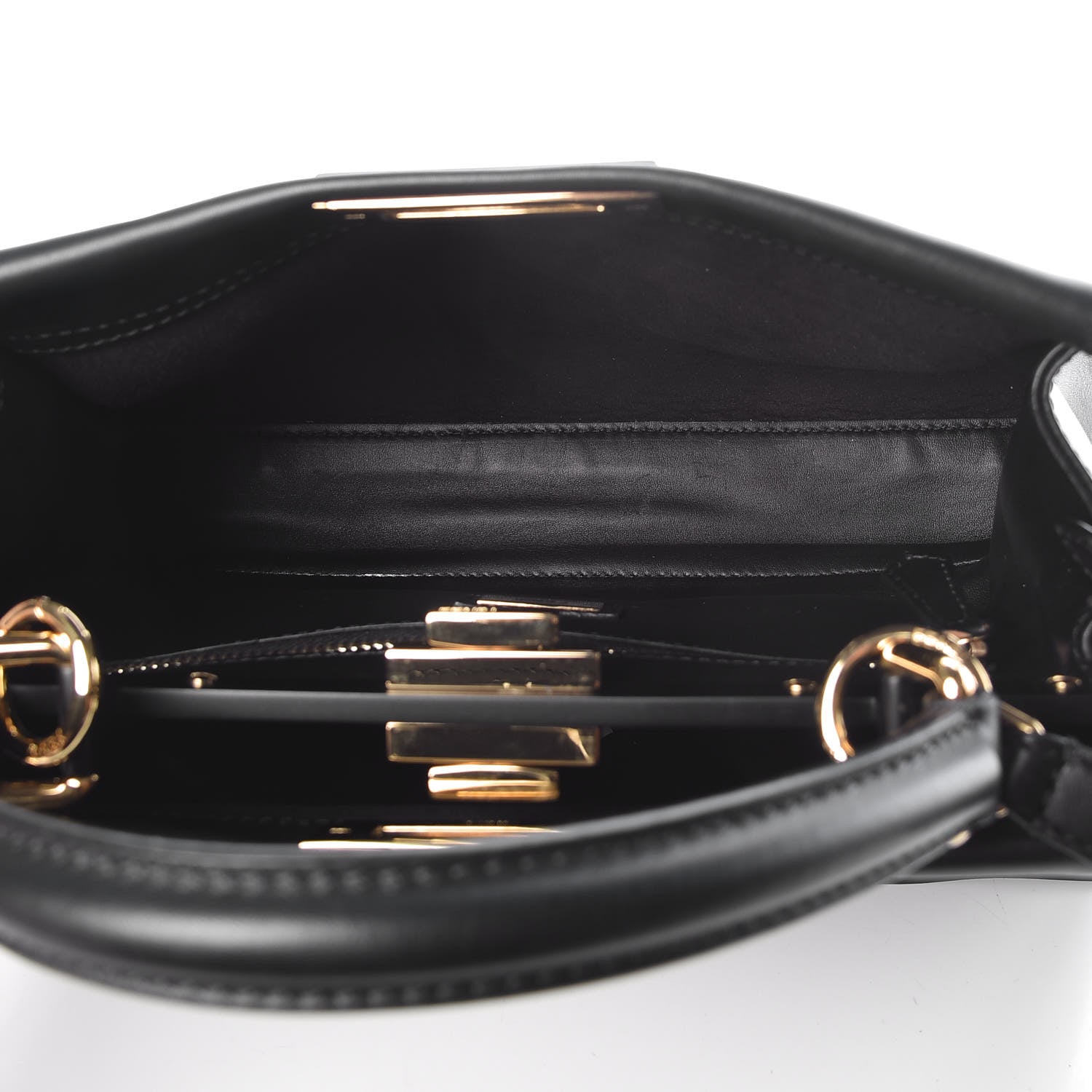 Fendi Vitello Seta Shiny Nappa Medium Peekaboo Iconic Satchel Black 5 of 9