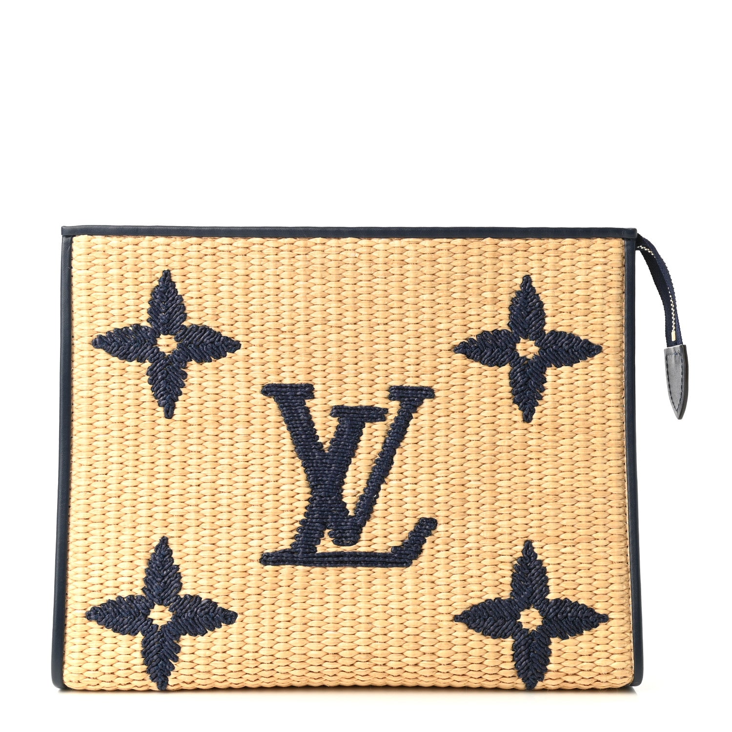 Louis Vuitton Raffia Calfskin Monogram Giant Toiletry Pouch 26 Blue 1 of 6