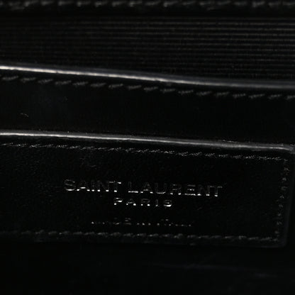 Saint Laurent Calfskin Crocodile Embossed Small Classic Monogram Kate Tassel Satchel Black 7 of 10