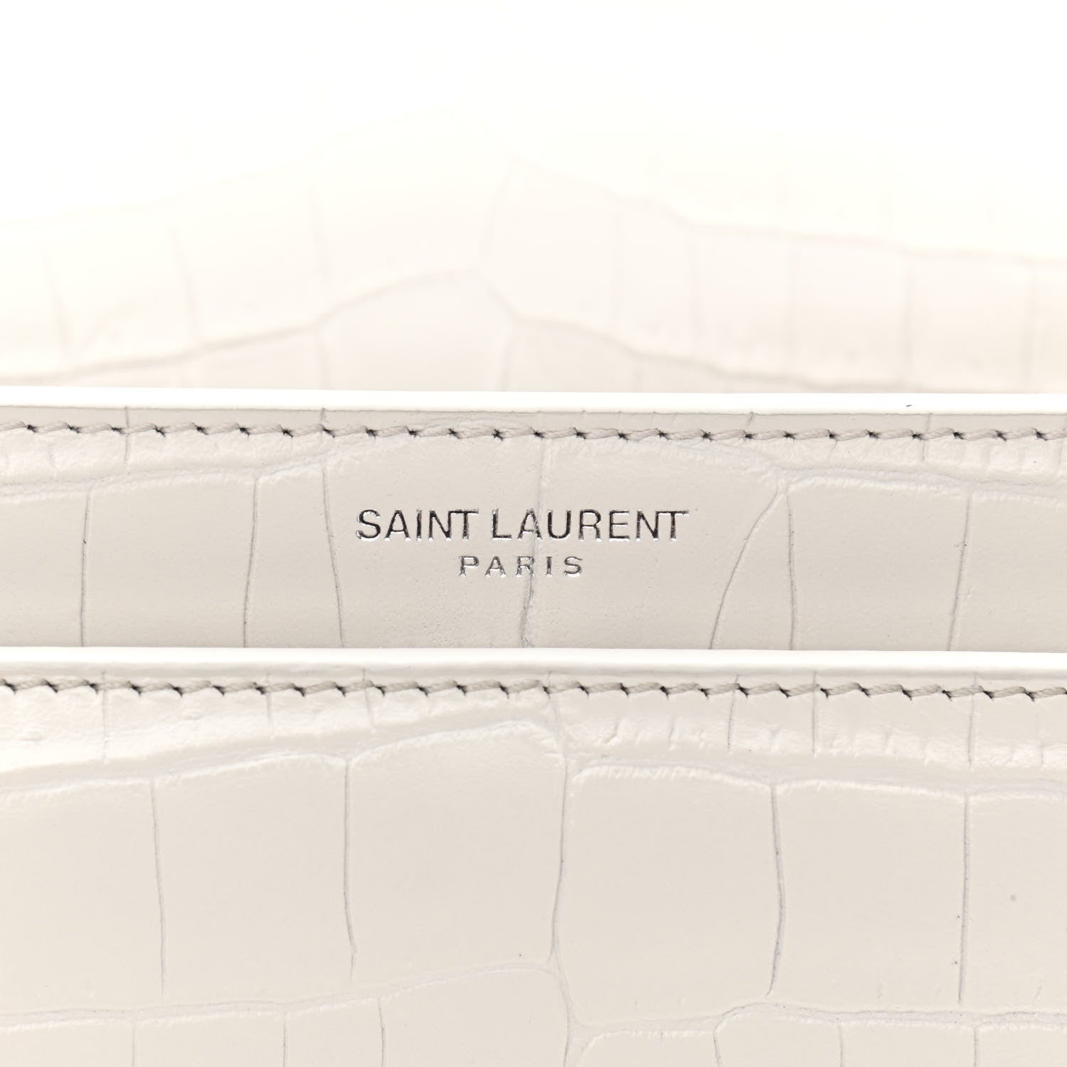 Saint Laurent Calfskin Crocodile Embossed Medium Monogram Sunset Blanc Vintage 8 of 11