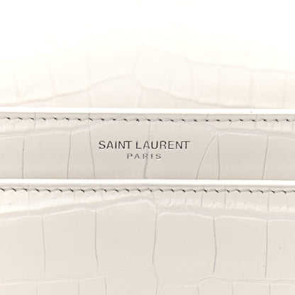 Saint Laurent Calfskin Crocodile Embossed Medium Monogram Sunset Blanc Vintage 8 of 11