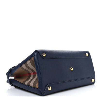 Burberry Derby Calfskin House Check Medium Banner Tote Ink Blue 4 of 11