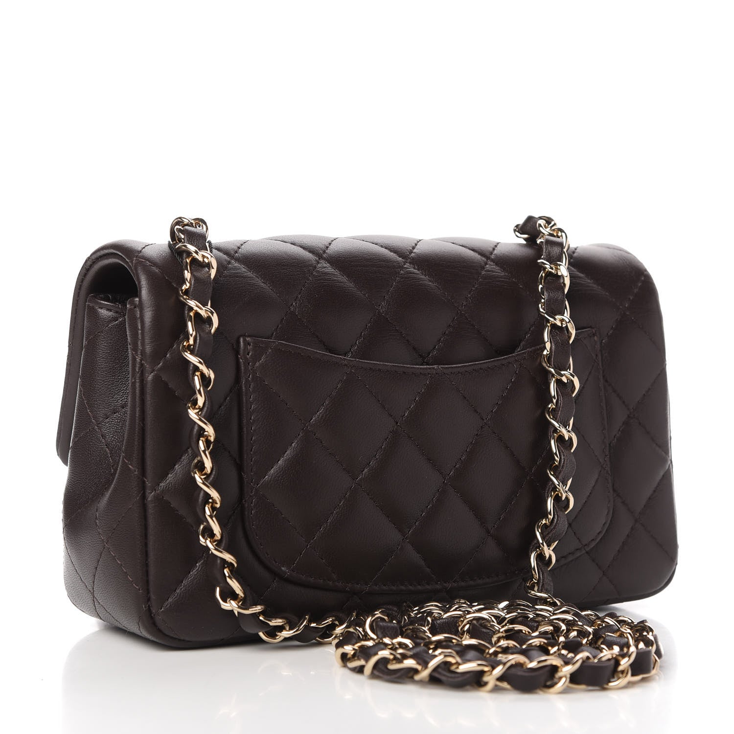 Chanel Lambskin Quilted Mini Rectangular Flap Dark Brown 3 of 10