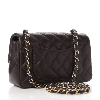 Chanel Lambskin Quilted Mini Rectangular Flap Dark Brown 3 of 10