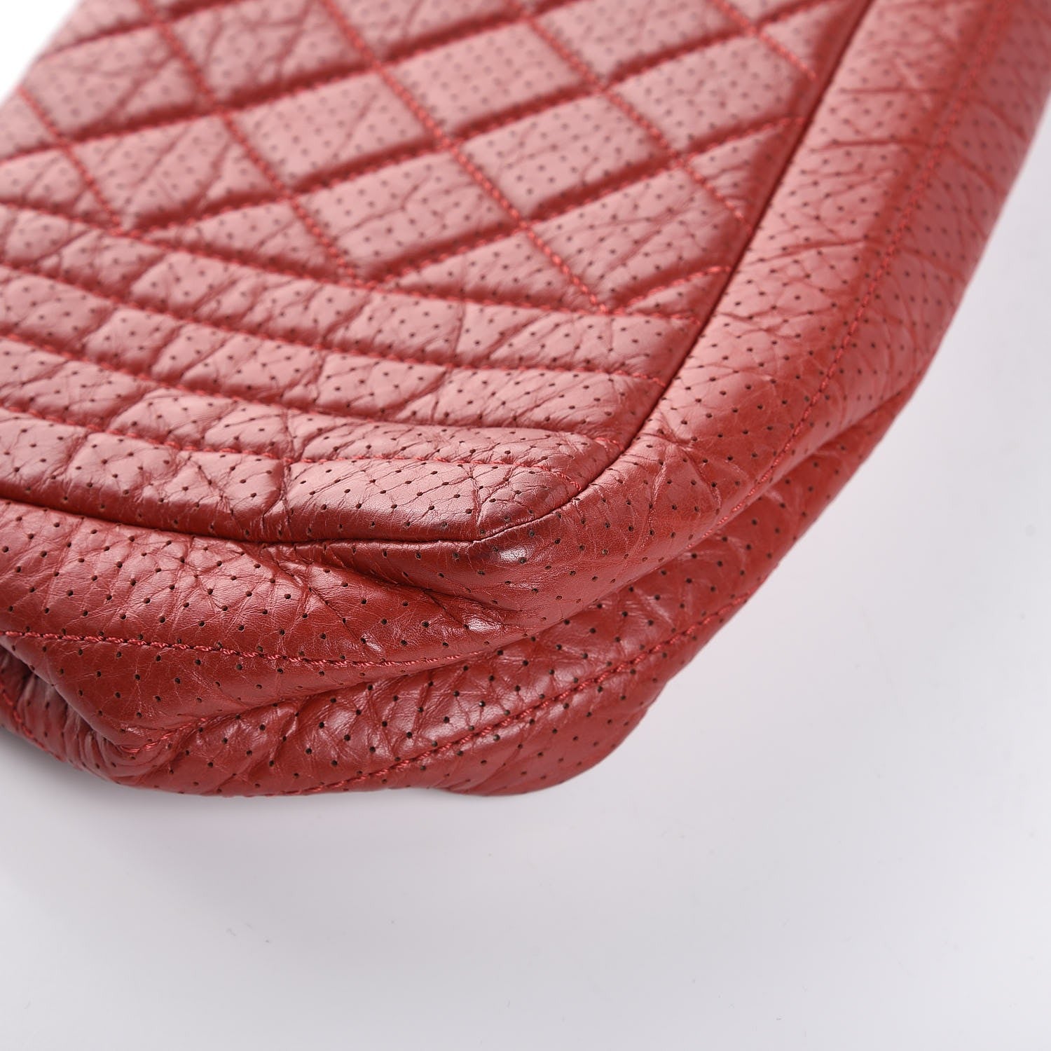 Chanel Aged Calfskin Perforated East West Flap Red 11 of 13