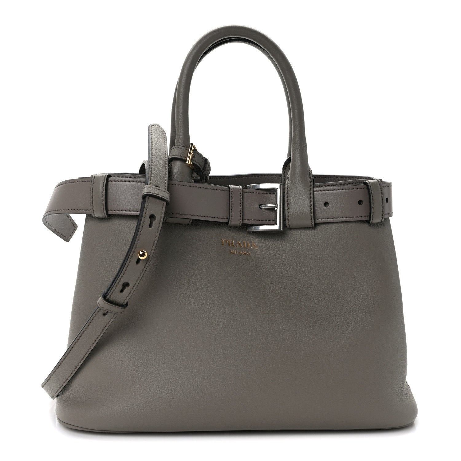 Prada Soft Grained Calfskin Vitello Small Buckle Bag Argilla 1 of 10
