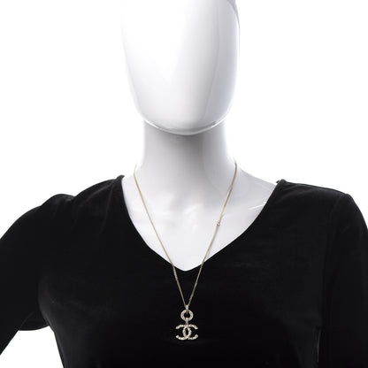 Chanel Crystal CC Logo Pendant Necklace Gold 2 of 6