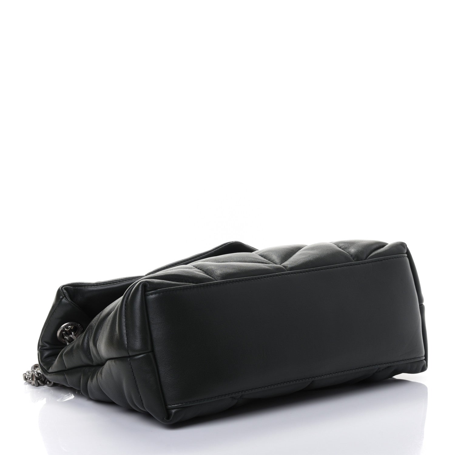 Saint Laurent Lambskin Quilted Small Loulou Puffer Monogram Chain Satchel Dark Green 3 of 4