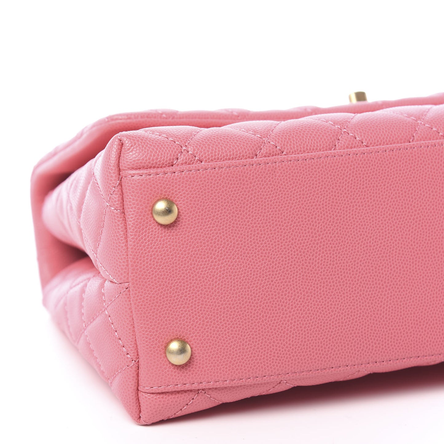 Caviar Lizard Embossed Quilted Small Coco Handle Flap Pink
