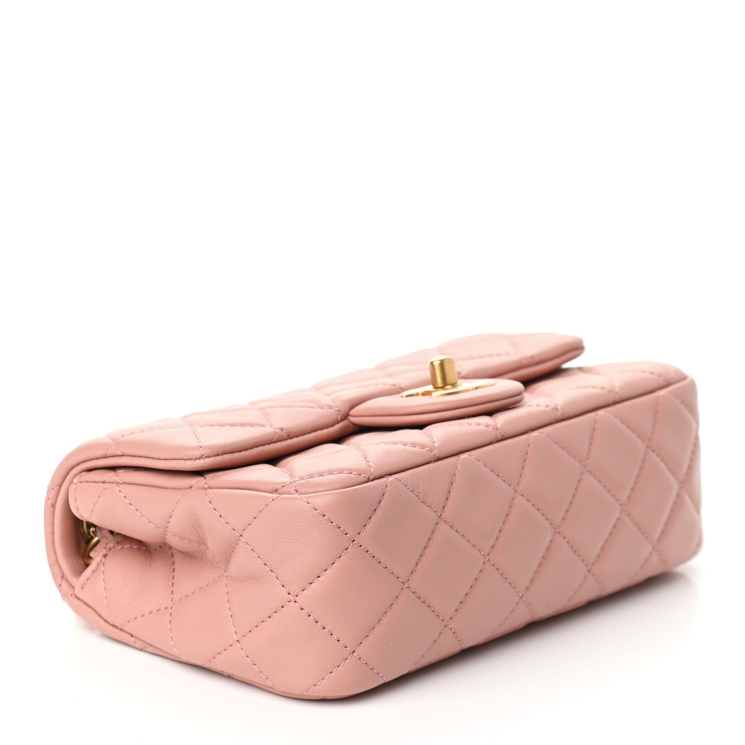 Chanel Lambskin Quilted Mini Rectangular Pearl Crush Flap Dark Pink 4 of 9