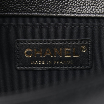 Chanel Caviar Chevron Quilted Medium Boy Flap Black 6 of 9