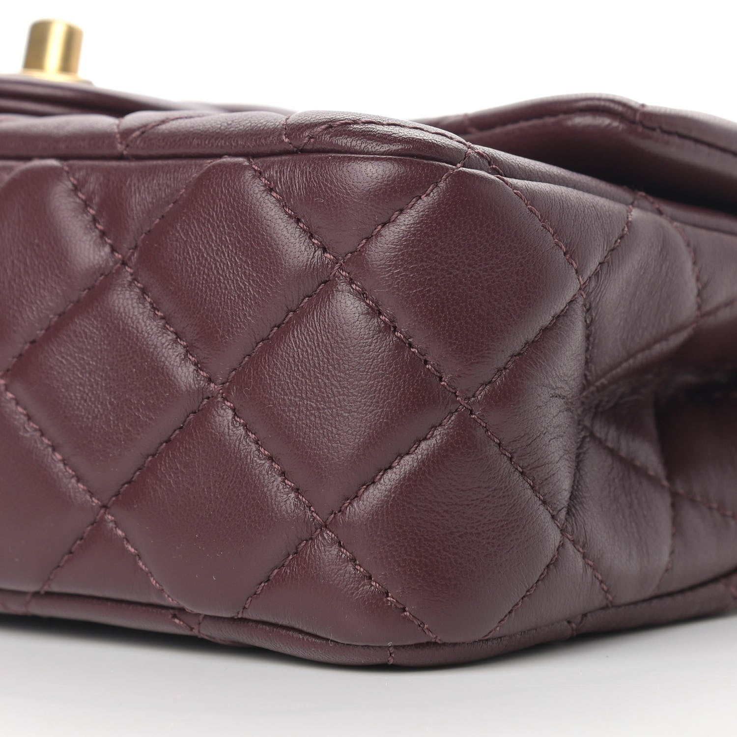 Chanel Lambskin Quilted Mini Rectangular Pearl Crush Flap Burgundy