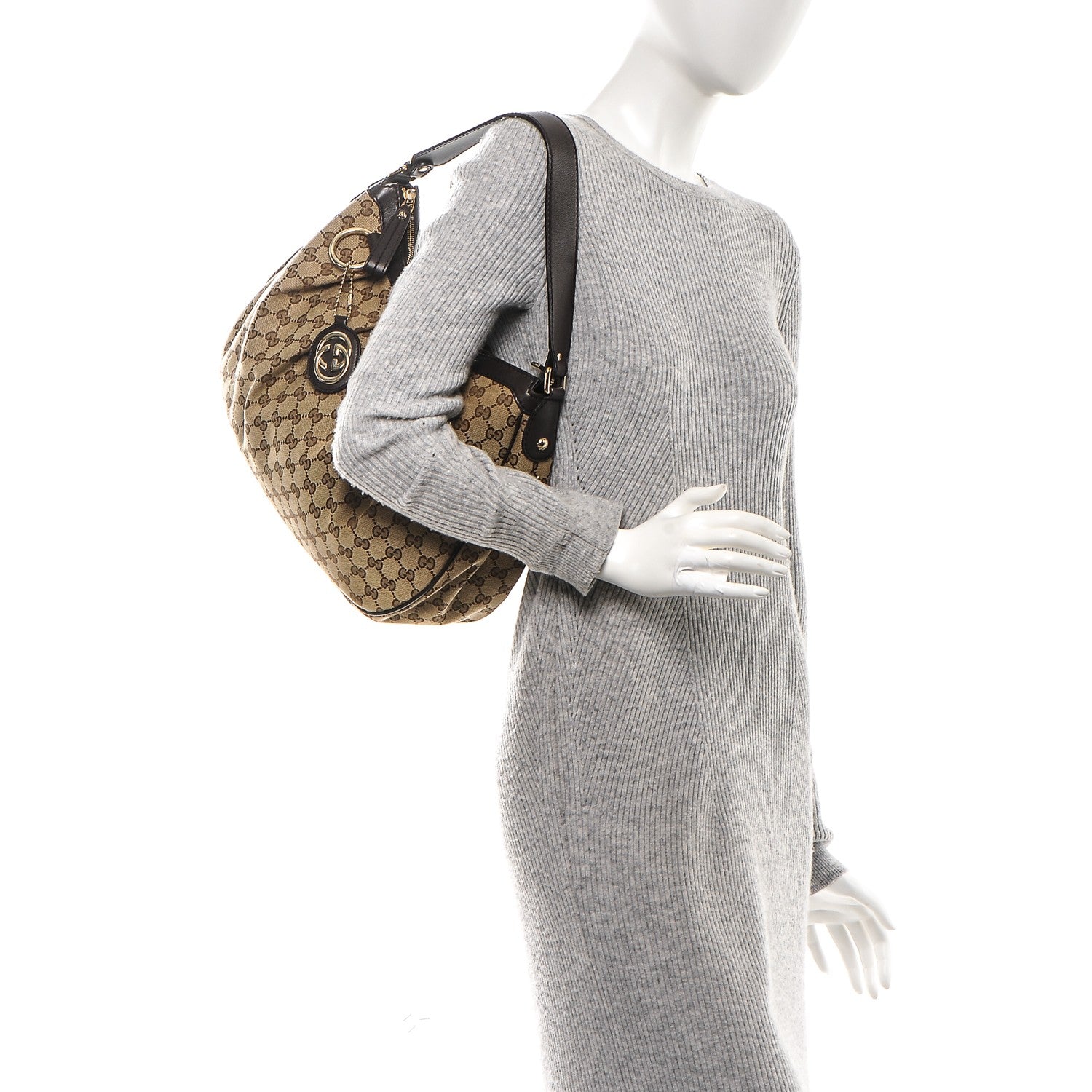 Gucci Monogram Medium Sukey Hobo Dark Brown 2 of 10