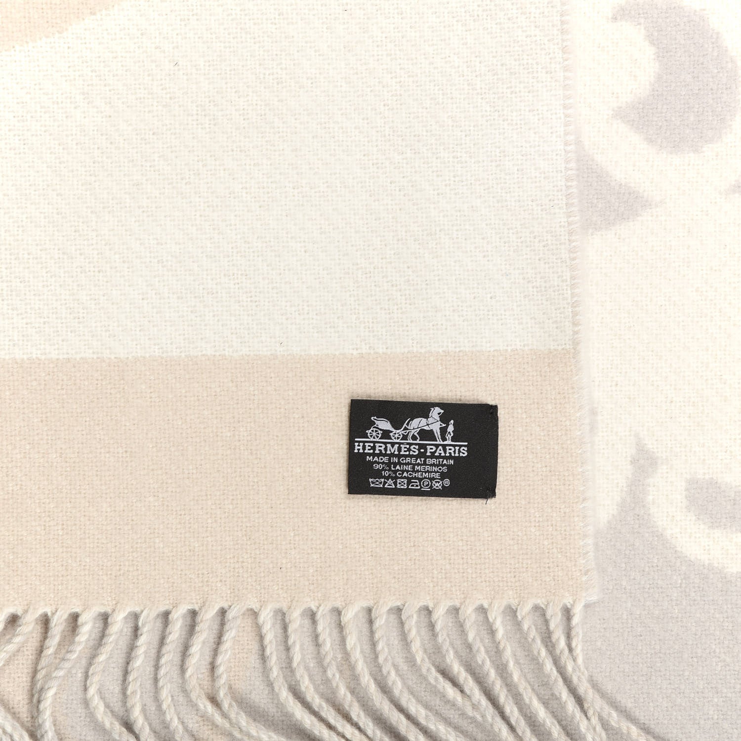 Hermes Cashmere Wool Brides De Gala Plaid Blanket Gris Perle 2 of 3