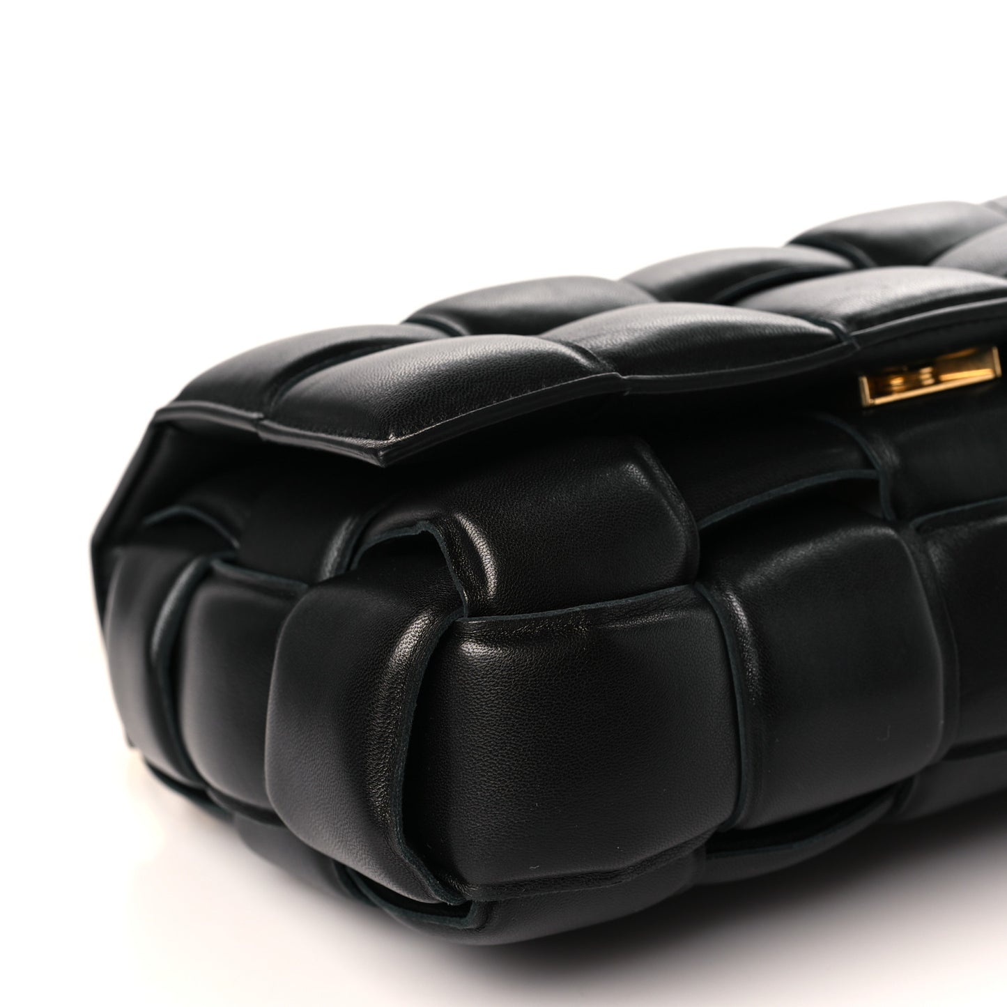 Lambskin Maxi Intreccio Padded Chain Cassette Crossbody Bag Black