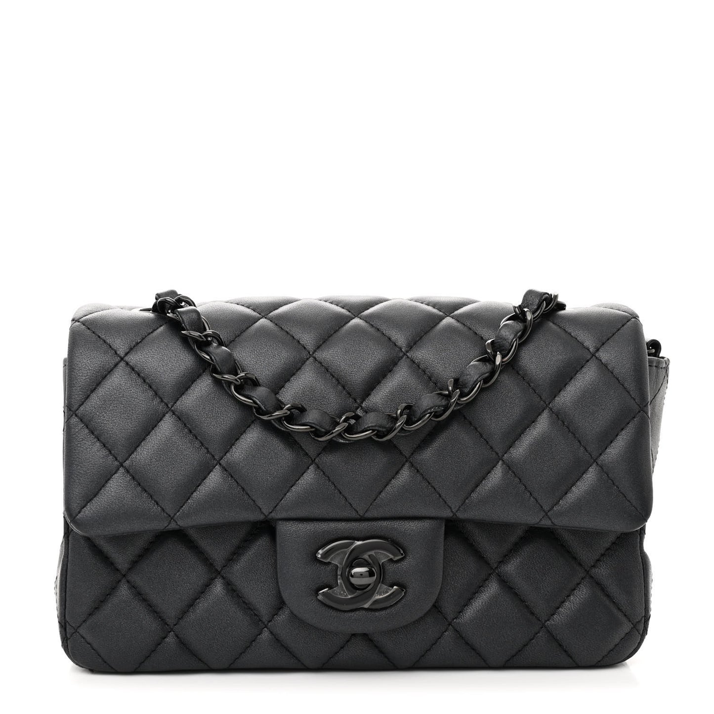 Lambskin Quilted Mini Rectangular Flap So Black