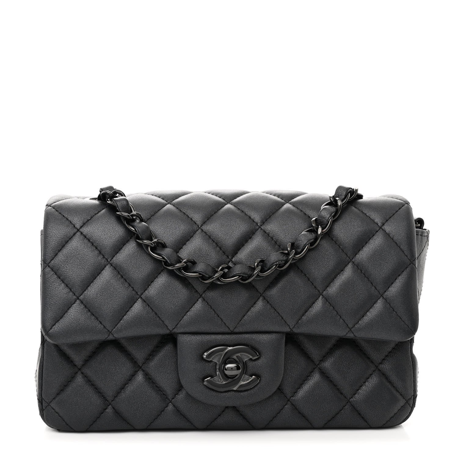 Chanel Lambskin Quilted Mini Rectangular Flap So Black 1 of 11