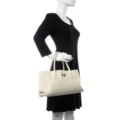 Chanel Calfskin Mademoiselle Lock Cerf Shopper Tote White 2 of 23