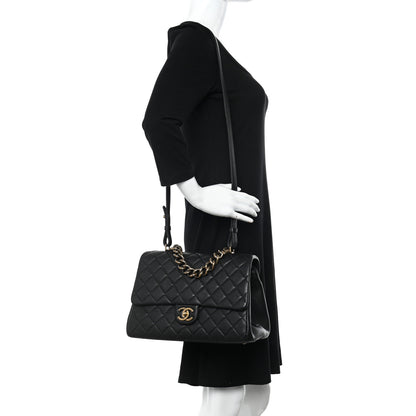 Chanel Shiny Sheepskin Quilted Large Trapezio Flap Black 2 of 13
