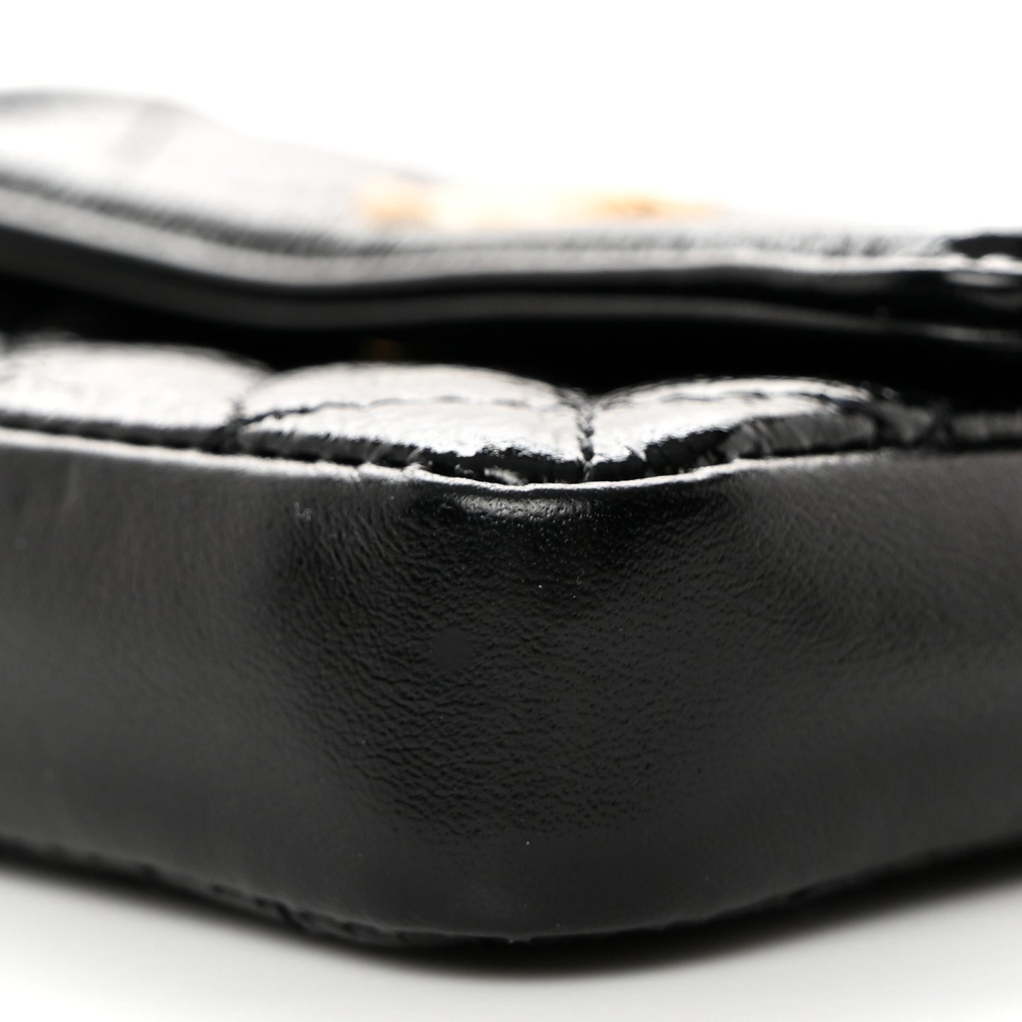 Shiny Aged Calfskin Quilted Waist Belt Bag Black