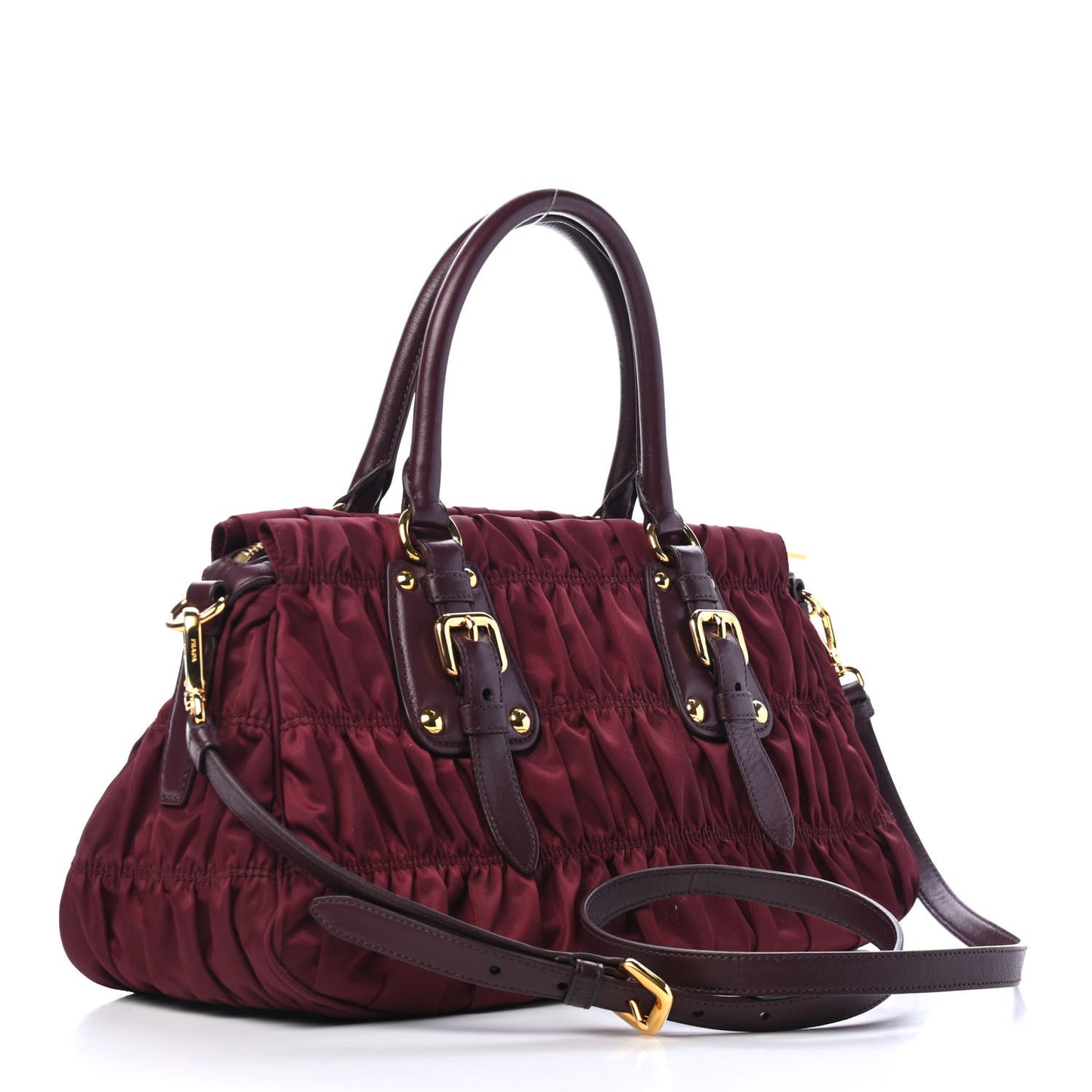 Tessuto Nylon Nappa Gaufre Shopping Satchel Granato