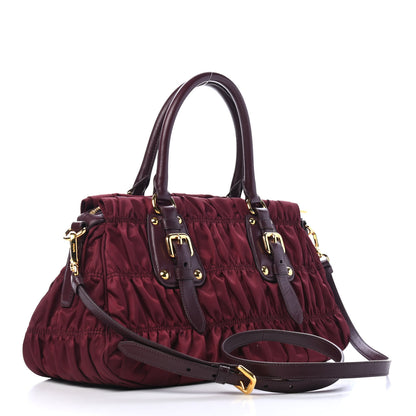 Prada Tessuto Nylon Nappa Gaufre Shopping Satchel Granato 2 of 4