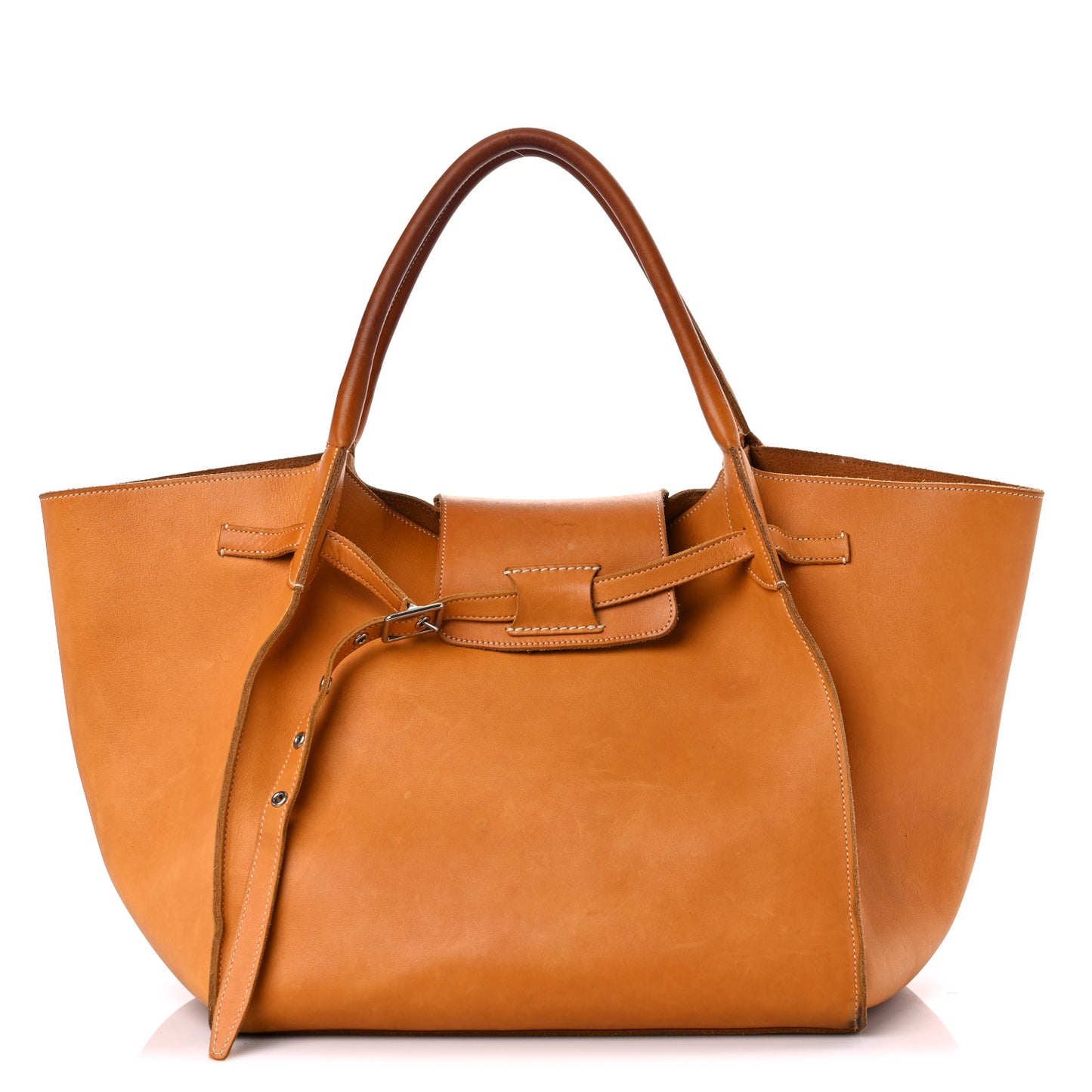 Soft Bare Calfskin Medium Big Bag Dark Yellow