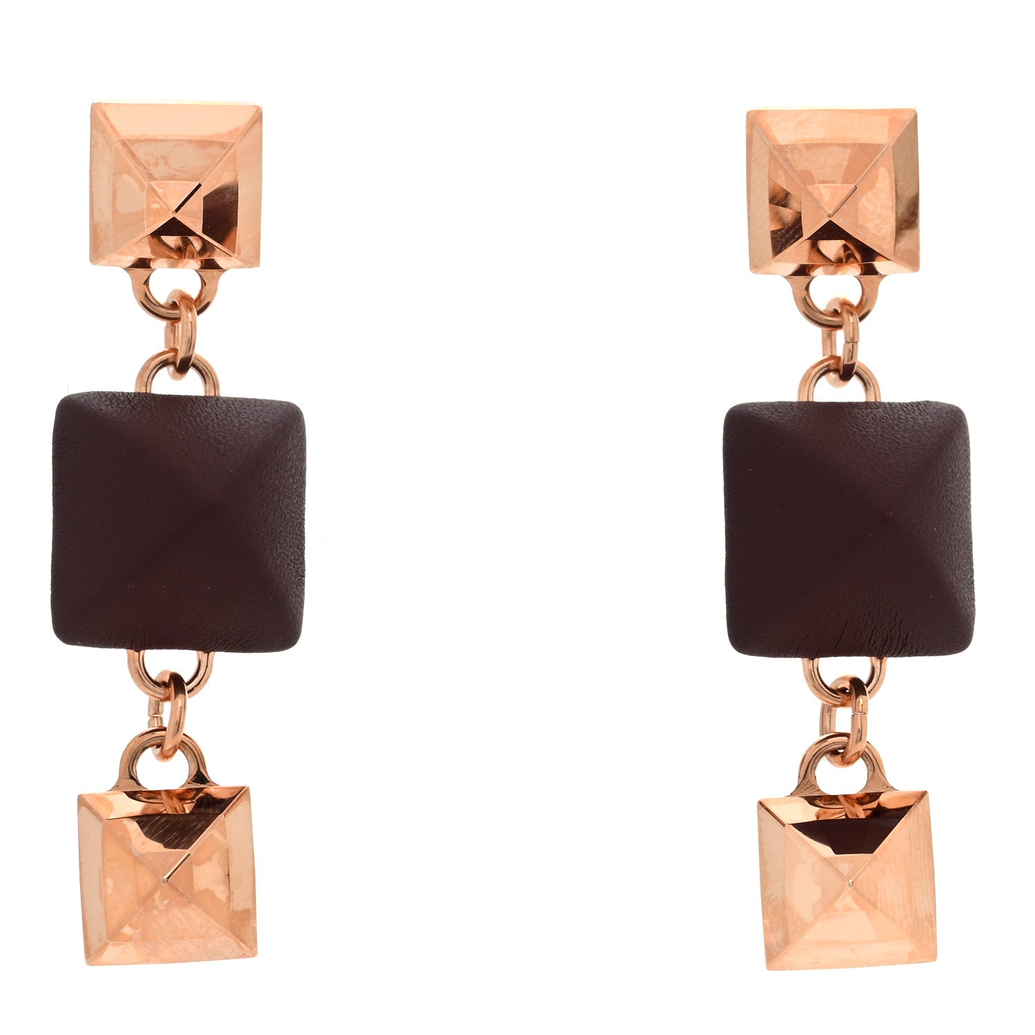 Hermes Rose Gold Swift Disco Faubourg Drop Earrings Bordeaux 1 of 5