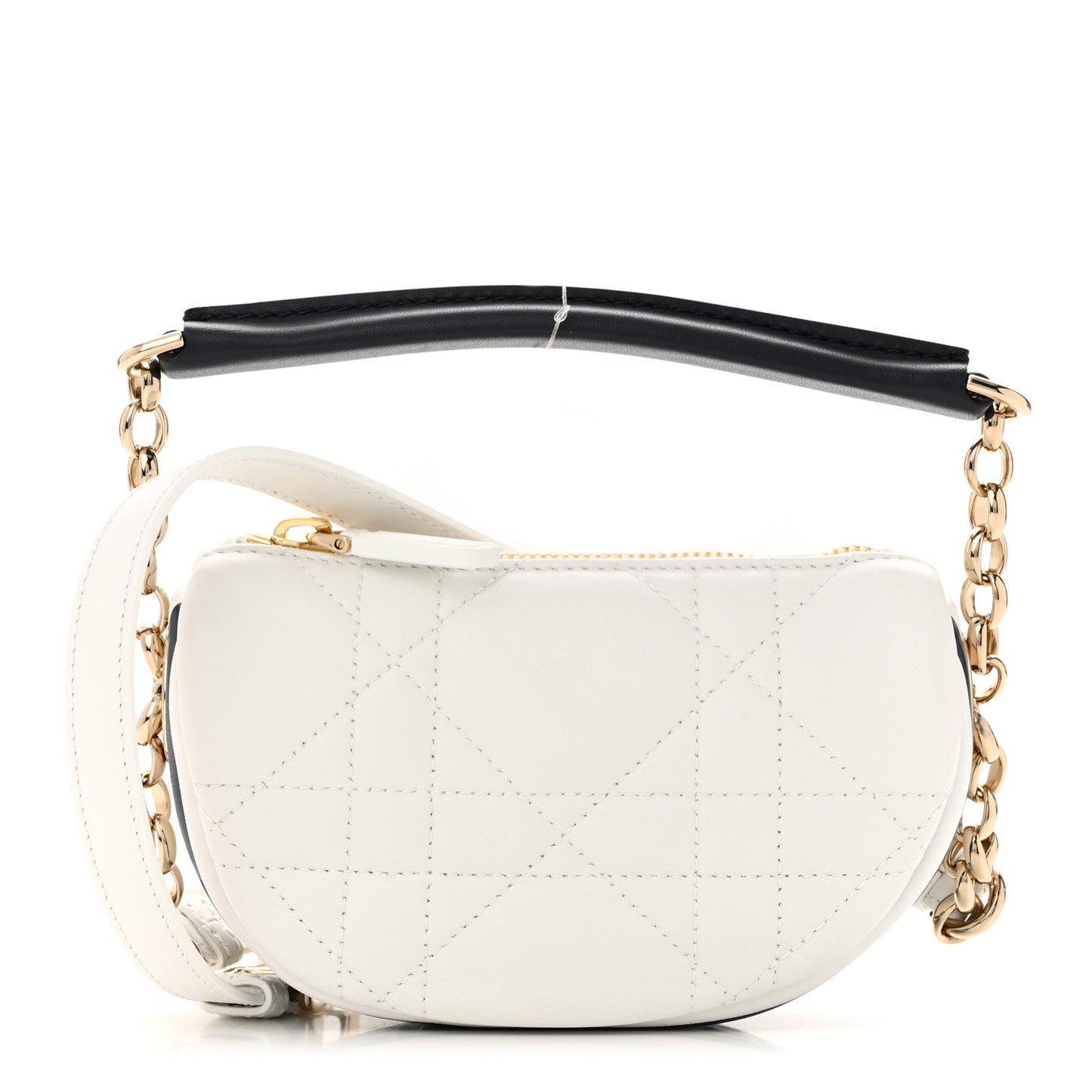 Lambskin Cannage Micro Dior Vibe Hobo Bag White