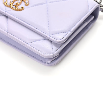 Chanel Quilted Chanel 19 Wallet On Chain WOC Light Purple 12 of 13