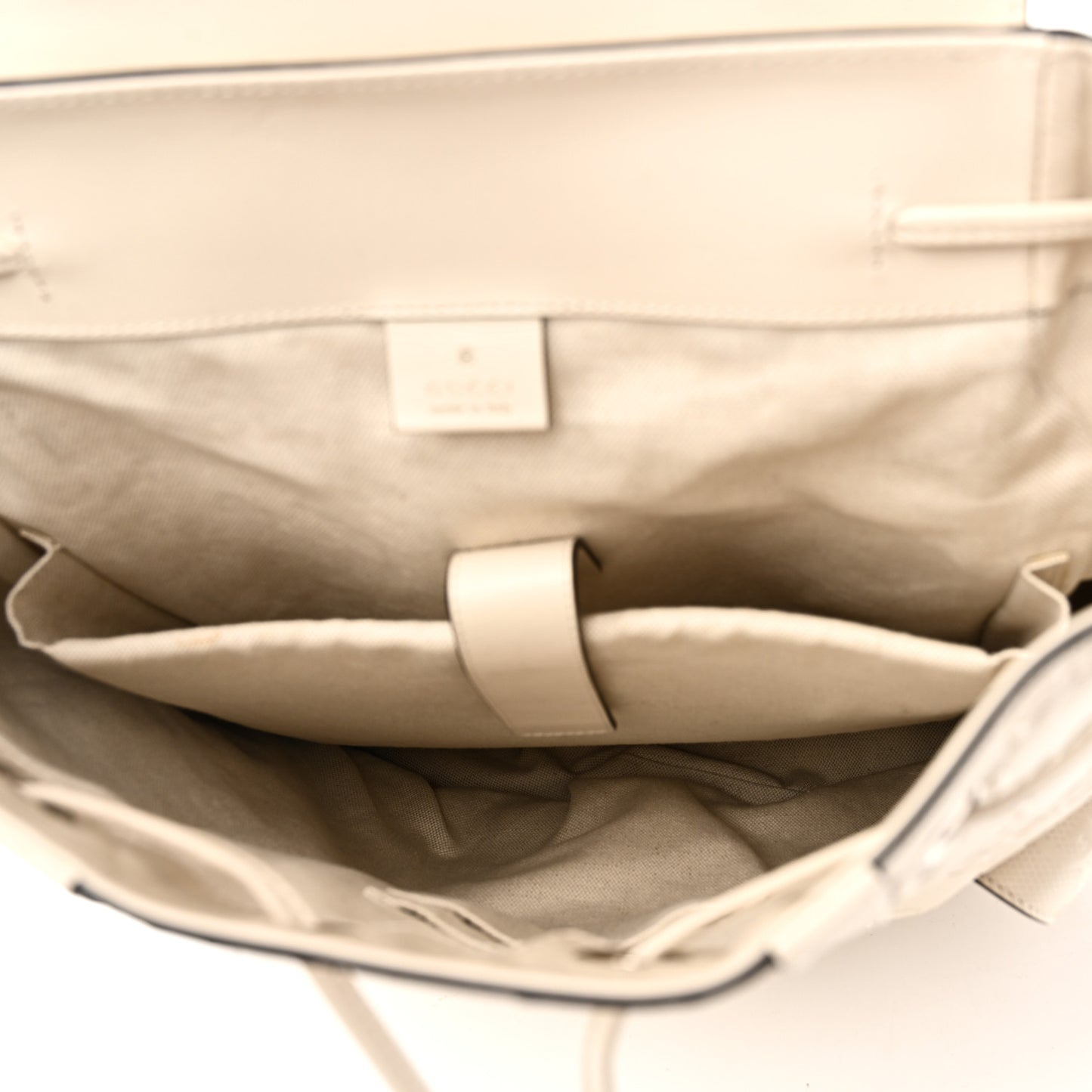 Piuma Calfskin Jumbo GG Embossed Double Buckle Backpack Mystic White