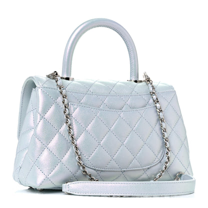 Chanel Iridescent Caviar Quilted Mini Coco Handle Flap Light Blue 3 of 10